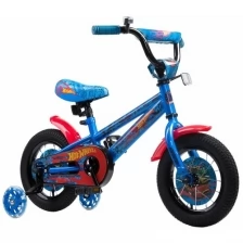 Детский велосипед Hot Wheels, колеса 12", стальная рама, стальные обода, ножной тормоз, защитная накладка на руле и выносе, пластиковые крылья, диски-
